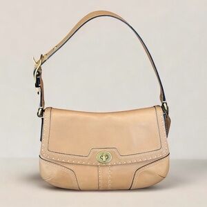 Vintage Coach Beige Leather Shoulder Bag